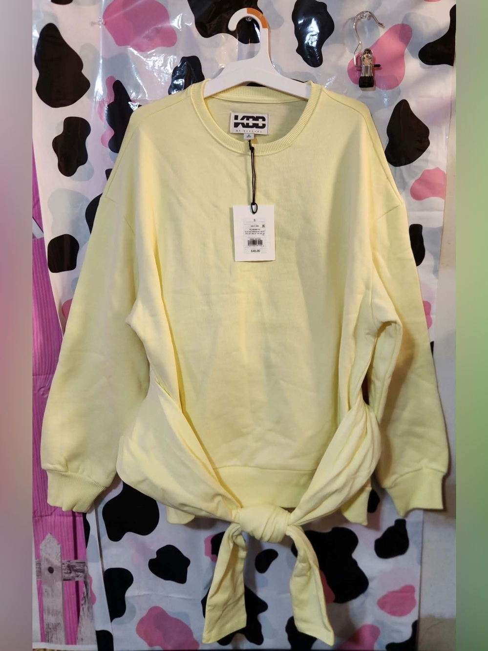 Kith Women's Tie-Front Crewneck Sweater in Pale Yellow